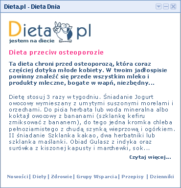 gagdet dla igoogle 'dieta.pl - Dieta dnia'
